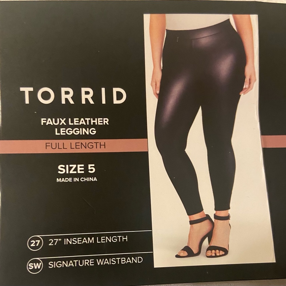 Torrid Black Faux Leather Leggings - Size 5 (28)